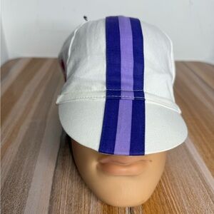 🆕 Castelli Retro 2 Cycling Cap Hat  Unisex One Size White Purple 100% Cotton